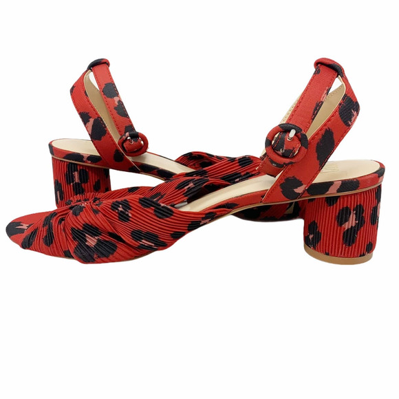 CAbi Red Leopard Print Siren Block Heel Sandals 9 - Picture 10 of 10